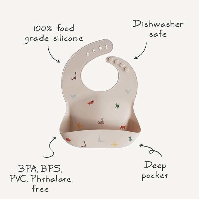 mushie Silicone Baby Bib | Adjustable Fit Waterproof Bibs (Dusty Rose)