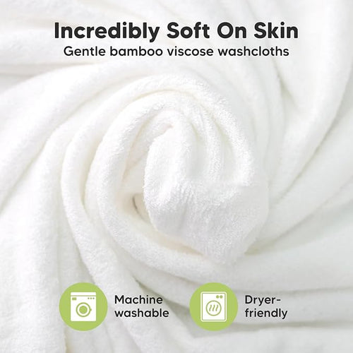6-Pack Baby Washcloths - Soft Absorbent Viscose from Bamboo Wash Cloths for Babies, Kids, Toddlers, Infant, Newborn Bath Towels, Gentle on Sensitive Skin, 10x10 Reusable Face Towels (Cool Gray)