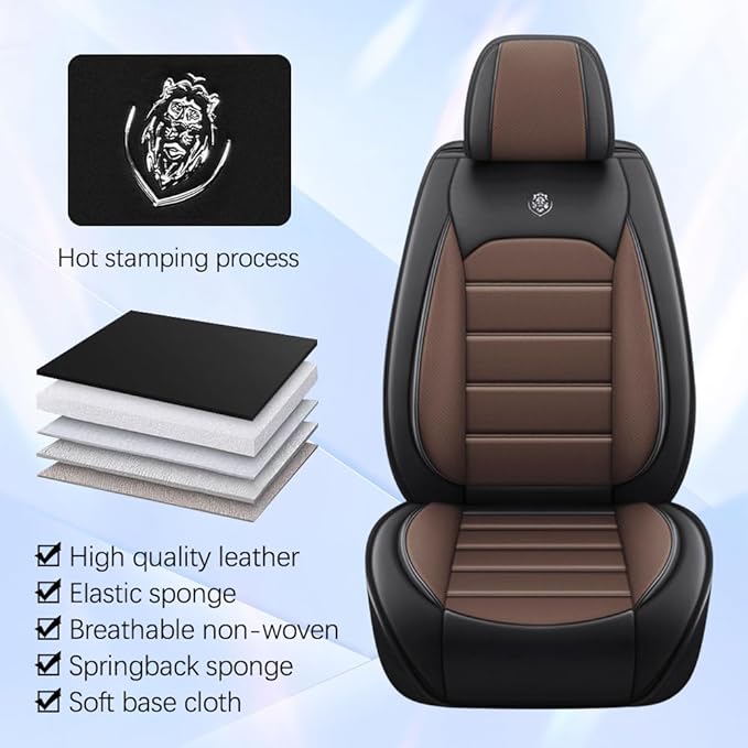 Leather Seat Cover for Ford Edge 2010-2026,Waterproof Soft Seat Covers,Interior Accessories Seat Covers Cushion Vehicle Protector Airbag Compatible(Black&Coffee,2PCS Front)