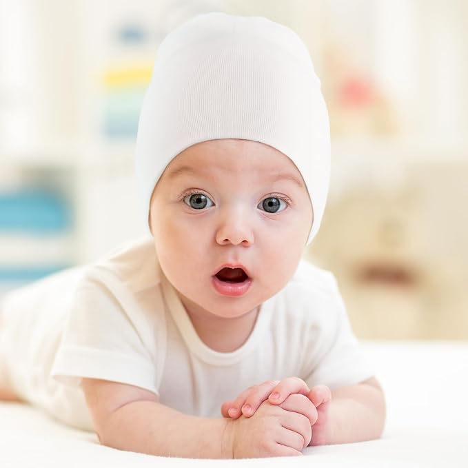DRESHOW BQUBO 8 Pack Unisex Baby Beanie Hat Infant Toddler Kid Hats Baby Soft Cute Knit Cap Nursery Beanie