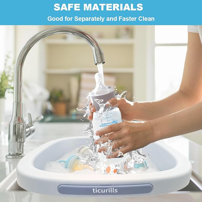 Collapsible Baby Bottles Wash Basin, Ideal Gifts for Baby & Moms, Multi-Purpose Wash Basin for Babies Bottles and Breast Pump, Babies Essentials for Newborns Infant Travel, Trips, Camping