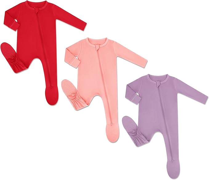 HAPIU Rayon from Bamboo Baby Footed Pajamas, 2 Way Zipper YKK, Footie for Baby Boy Girls, Newborn-24 Months