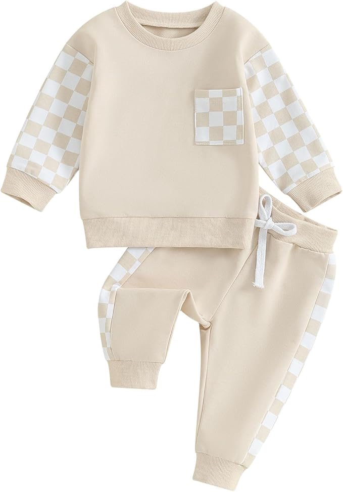 Fernvia Toddler Baby Girl Clothes 3 6 9 12 18 24 Months Fall Outfits Solid Long Sleeve Sweatshirt Tops + Pants Set