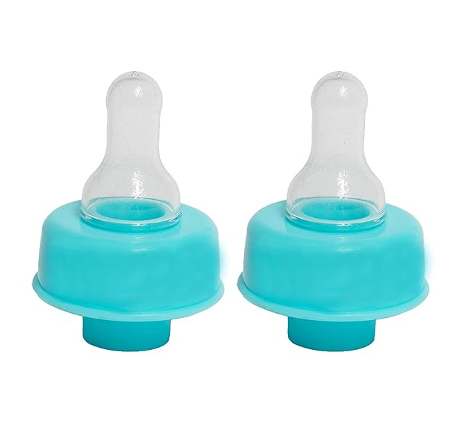 Refresh-a-Baby Reusable Bottle Top Nipple Adapter – Instantly Convert Any Bottle into a Sippy with Soft Silicone Nipples – Ideal for On-The-Go Feeding, BPA-Free, & Easy to Clean Pack of 2 (Baby Blue)