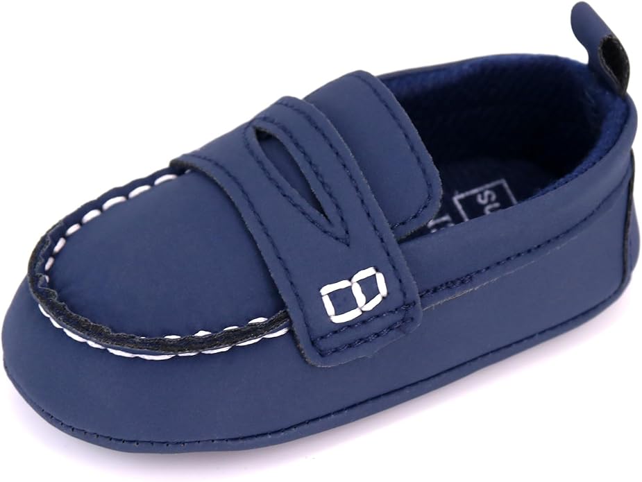 LONSOEN Baby Girls Boys Loafers Prewalker Dress Crib Shoes