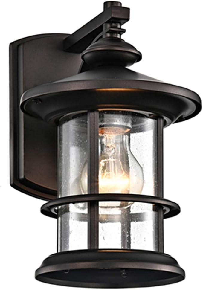 MICSIU Oil Rubbed Bronze Outdoor Light Fixture Wall Mount, Clear Seedy Glass Exterior Wall Mounted Light Fixture, 10" Exterior Lights for House, Front Porch, Patio, Backyard