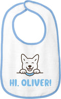 Personalized Baby Bib – Soft Cotton Terry, Cute Jindo Dog Design with Custom Text (1-2 Lines) – Newborns & Toddlers
