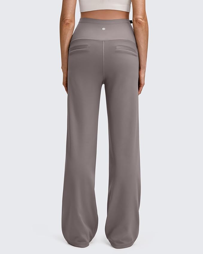 G4Free EverGoing Fleece Lined Maternity Wide Leg Pants Over The Belly Pregnancy Trousers with Pockets