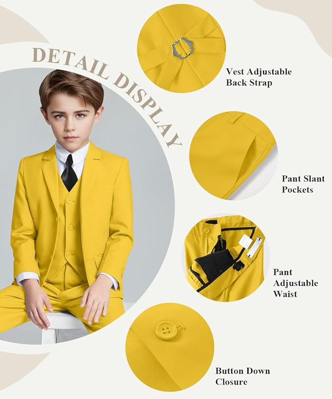 Visaccy Boys Suits Slim Fit Dress Clothes Ring Bearer Outfit