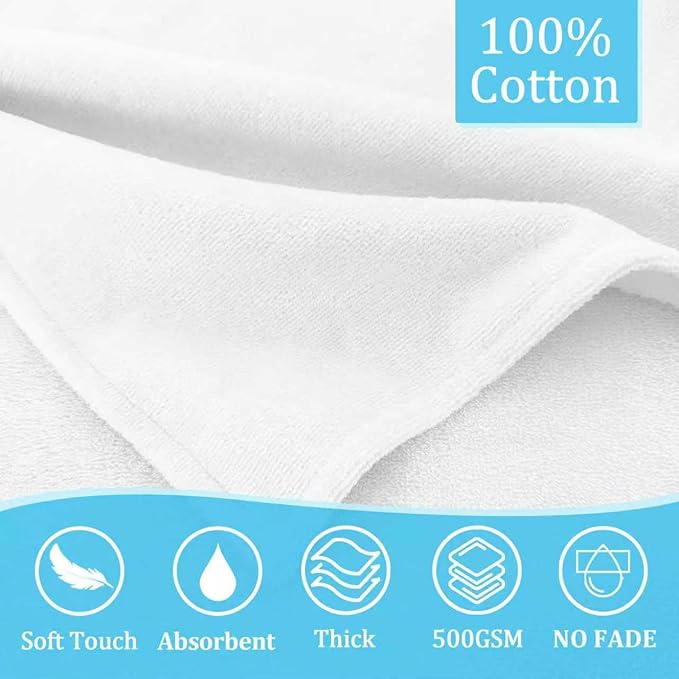 VOOVA & MOVAS Thick Baby Hooded Bath Towel - 100% Cotton,500GSM, 33x31.5 Inches,0-2Years, Super Absorbent Large Towel with Cute Elephant Ears Hood for Newborn, Baby, Infant, Baby Essentials,White