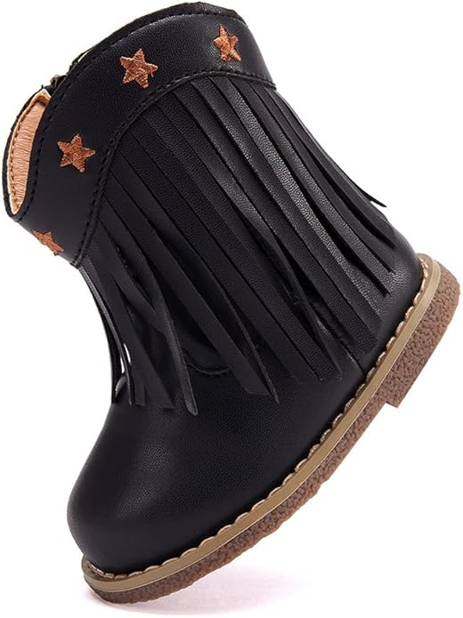 BMCiTYBM Baby Cowboy Cowgirl Boots Infant Western Shoes Boys Girls Round Toe Boots All Seasons 6-24 Months