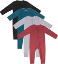 Jimonda Baby Footless Pajamas,Two Zip Closure Long Sleeve Romper,Infant Clothes Pjs 4 Pcs