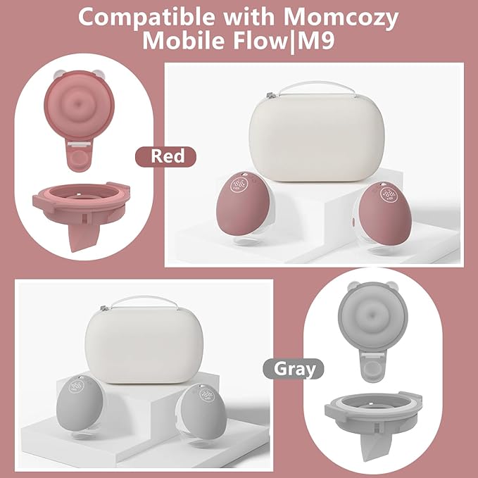 2pcs Duckbill Valves and 2pcs Double-Layed Diaphragm Compatible with Momcozy Upgraded Mobile Flow M9, Upgraded M9 Valve Diaphragm Breastfeeding Parts, Not Original Parts, 4 Packs Red