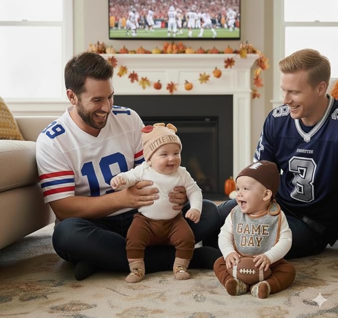 Baby Bib, Booties & Headwear Gift Set – 3 Piece Outfit for Boys & Girls – Halloween, Fall, Thanksgiving, Football & Christmas