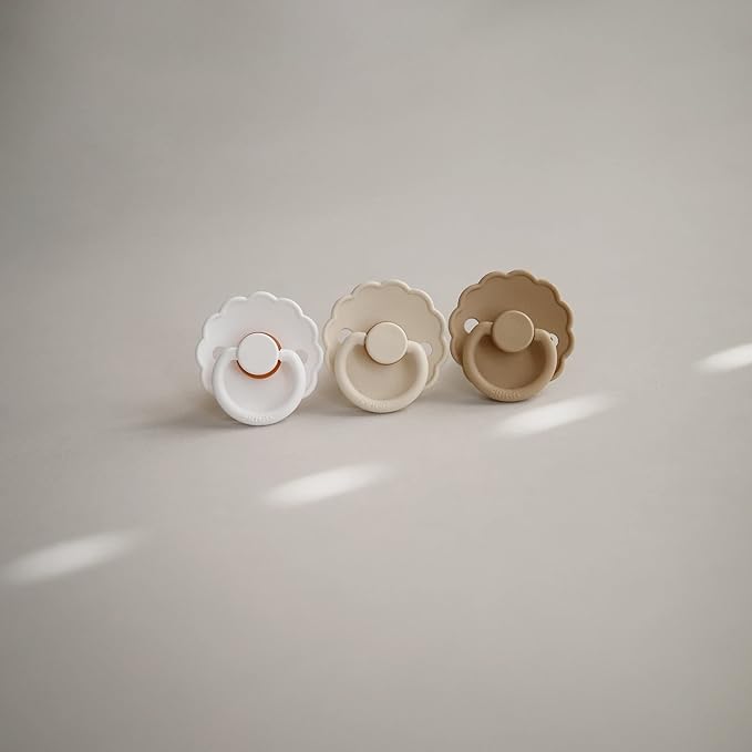 FRIGG Daisy Natural Rubber Baby Pacifier | Made in Denmark | BPA-Free (Seafoam/Cream, 6-18 Months) 2-Pack