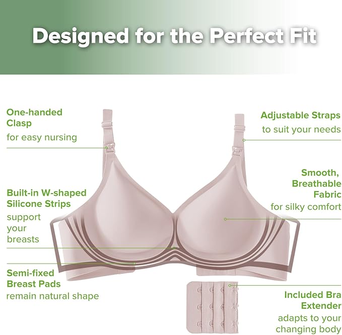 haakaa Nursing Bras for Breastfeeding, Ultra Comfort Jelly Strip“ Supportive Maternity Bras Wireless Pregnancy Bras