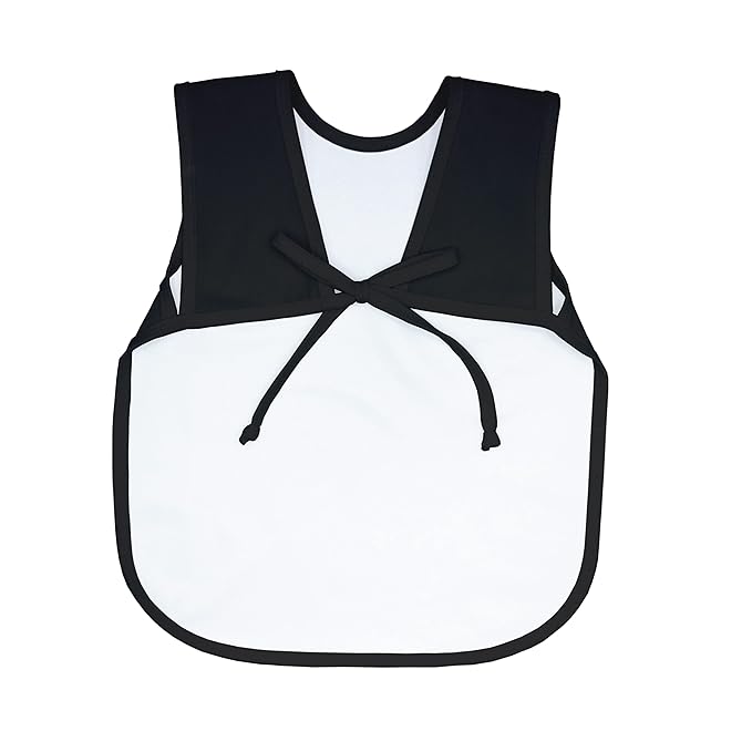 BapronBaby Minimalist Black Bapron - No Neck Tie Safer Bib for Baby & Toddler - Soft Waterproof Stain Resistant - Machine Washable - Sz Preschool 3-5yrs