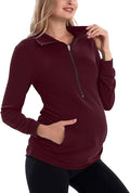 GINKANA Maternity Women's Long Sleeve Shirt Half Zipper Lapel Lightweight Casual Maternity Pullover with Pockets