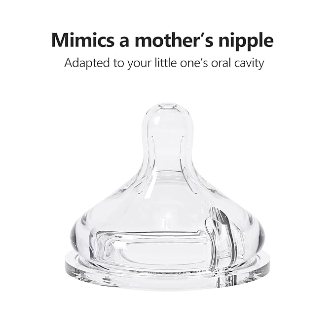Yooforea Silicone Coated Glass Baby Bottle, 0M+ Slow Flow Nipple I Anti-Colic, Wide Neck, Stable Base I Medical-Grade Silicone Coating for Shatter Protection, BPA BPS PVC Free (3 Ounce-Honey)