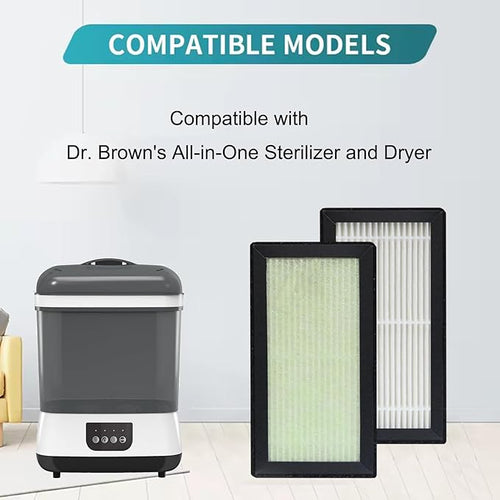 6 Pack HEPA H13 True Filter Replacement for Dr. Brown's Sterilizer and Dryer for Baby Bottles and Pacifiers