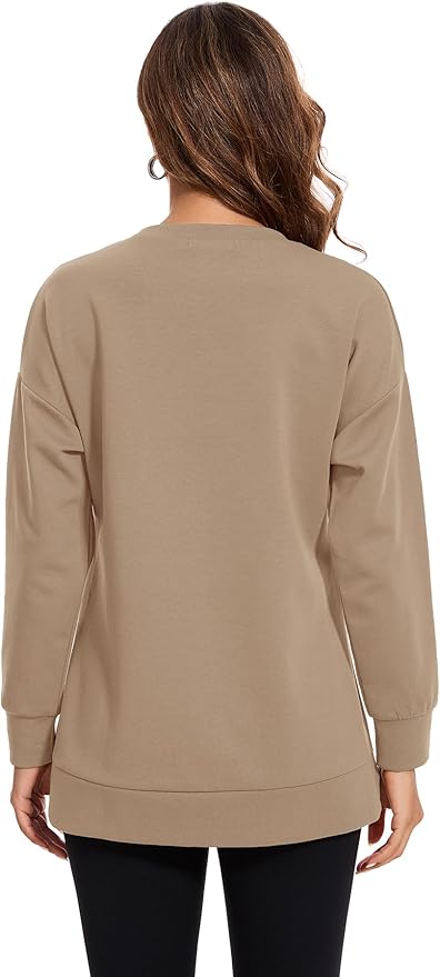 Smallshow Women's Nursing Tops Sweatshirt Long Sleeve Side Split Breastfeeding Shirt
