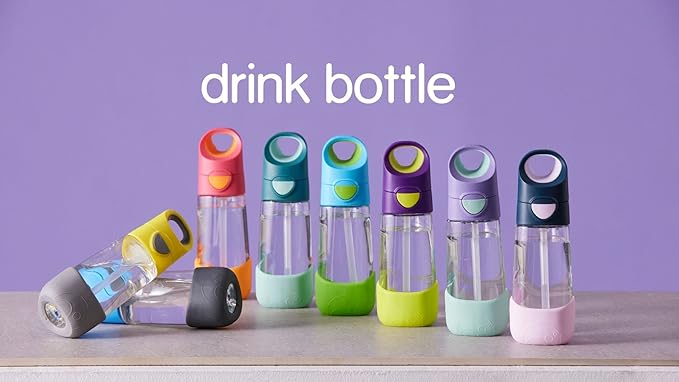 b.box Kids Water Bottle – Tritan Toddler Drink Bottle with Straw for School, Daycare, Travel w/Easy-Grip Triangular Design, Leak Proof Lid & Handle, BPA Free, Dishwasher Safe (Emerald Forest)
