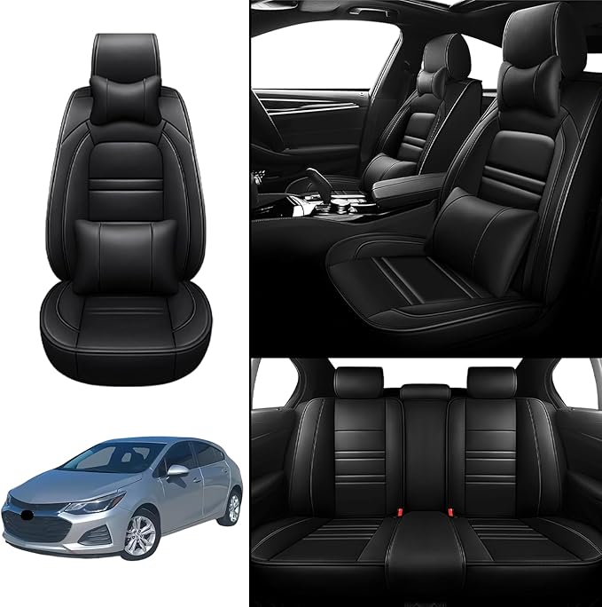 Car Seat Covers for Cruze 2011-2019 | 5-Seats Seat Covers, Waterproof Seat Protectors, Automotive Seat Covers (Full Set with Pillow,Black)