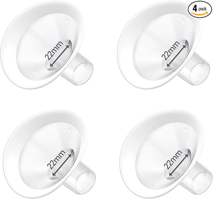 4pc 22mm Oval Flanges Shields Built-in Soft Edges Compatible with Medela/Lansionh Pumps, Replacement Parts for Pump in Style, Symphony, Swing Maxi, Harmony and Personalfit Flex Connector