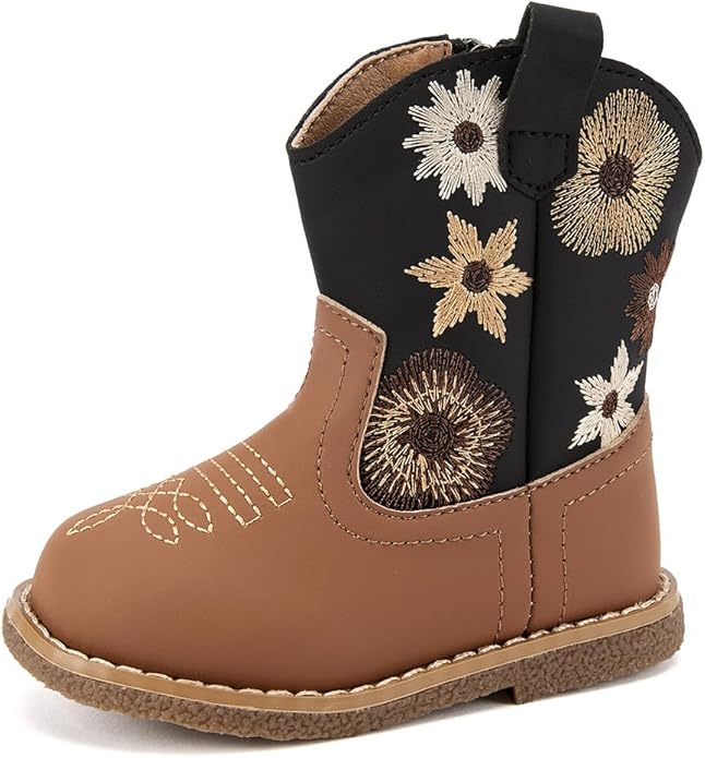 BMCiTYBM Baby Cowboy Cowgirl Boots Infant Western Shoes Boys Girls Round Toe Boots All Seasons 6-24 Months