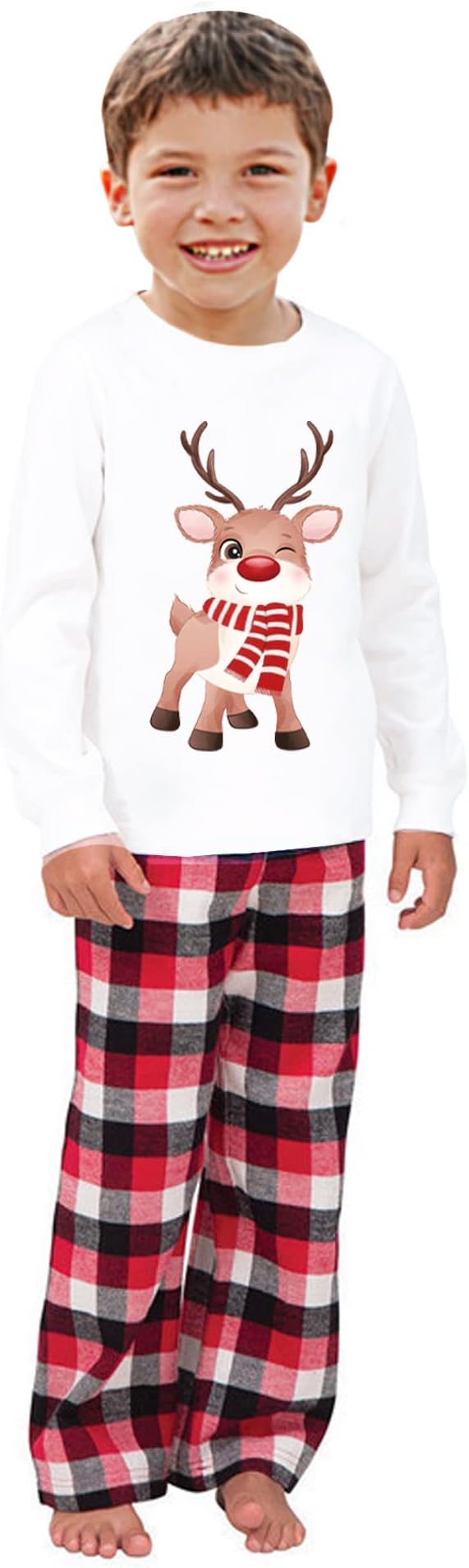 Awoscut Christmas Family Matching Pajamas Christmas Pjs Holiday Nightwear Sleepwear Sets Long Sleeve Pjs