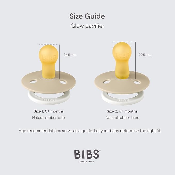 BIBS Pacifiers Colour Collection | Natural Rubber Baby Pacifier | Set of 2 BPA-Free Soothers | Made in Denmark | 18+ Months (Pack of 2) | Cloud Night