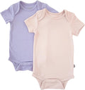 KYTE BABY Unisex Bodysuits, 2-Pack Short Sleeve Baby Bodysuits, 97% Rayon made from Bamboo, 3% Spandex