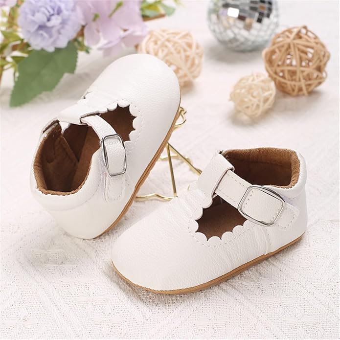 COSANKIM Baby Girls Mary Jane Flats Shoes Anti-Slip Rubber Sole Infant Toddler Princess Wedding Dress Shoes