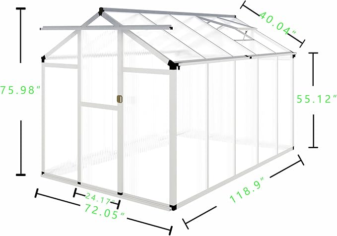 CQZY 6x10 FT Greenhouse for Outdoors,Green House for Outside,Silver