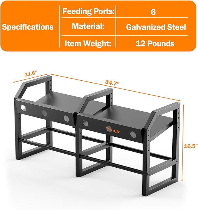Portable Bottle Rack, Calf Bottle Holder, Free Standing Bottle Feeder Rack, 6 Feeding Ports Feed Baby Goat Sheep Lamb Puppy (Bottle NOT Included)
