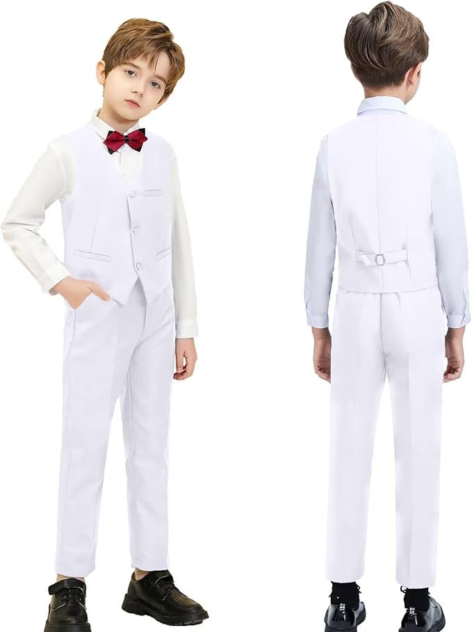 Boys Suit Set Slim Fit Kids Formal Suits Toddler Tuxedo Wedding Prom Classic Suits for Boy Teen Black Blue Dress Outfit
