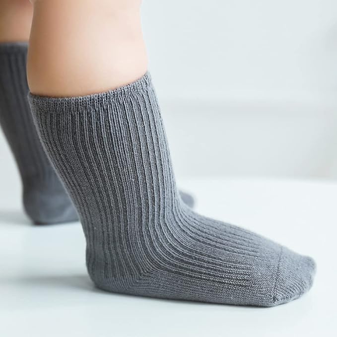 Toddler Socks Unisex Baby Baby Crew Cotton Cuff Socks for Infant Girls Stocking Stuffer for Kids 0-36 Months