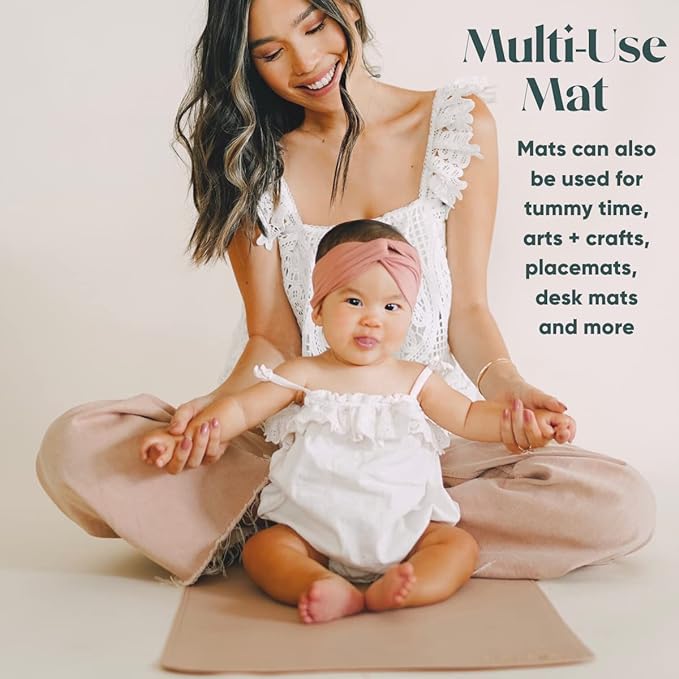 Ava + Oliver Vegan Leather Baby Changing Mat (16 X 30 in) - Multipurpose Wipeable and Portable Diaper Mat - Foldable for Travel (Tan Scallop)