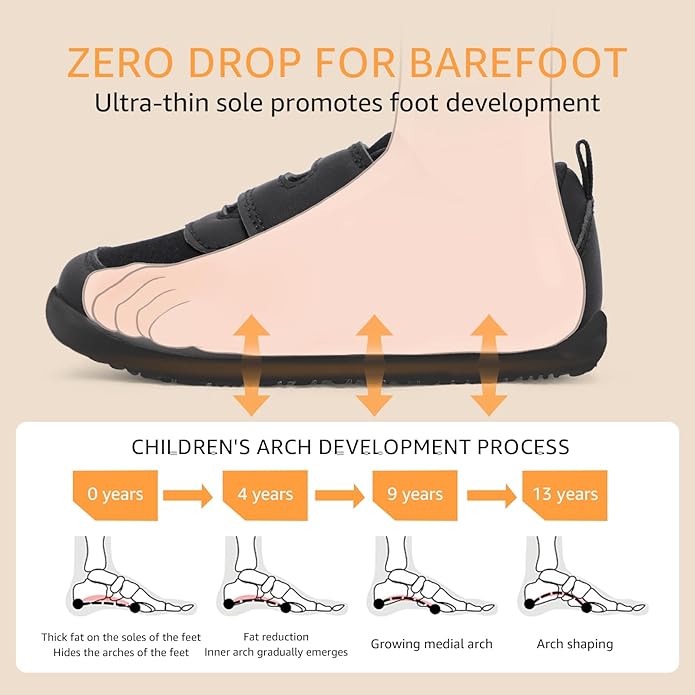 Toddler Wide Toe Box Barefoot Shoes Boys Girls Zero Drop,Baby First Walking Shoes Glitter Little Kids Sneakers Non-Slip Preschool Running Tennis Canvas Casual Preschool Outdoor Activities