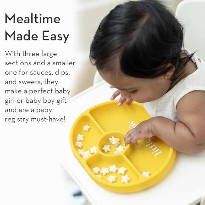 Bella Tunno Suction Plate for Babies & Toddlers, Self-Feeding Dish for Baby Led Weaning, Silicone Divided Plate, Sticks to Highchair Trays & Tables, Microwave & Dishwasher Safe, Give Peas a Chance