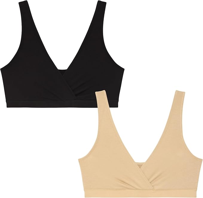 Motherhood Maternity Womens Soft Cotton Spandex Wrap Front Maternity & Nursing Sleep Bralette Bra S-3x