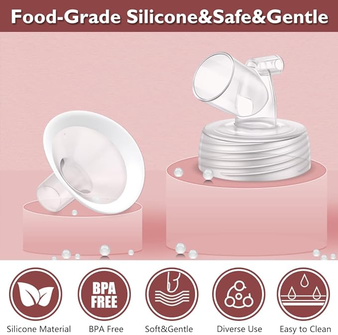 2 Packs 18mm Flange Set, Updated Oval Soft Rim Shield and Wide Mouth Base Connector Pump Parts for Spectra S2 Spectra S1 9 Plus Breastpumps Accessories, 106 Degree Wider Opening Angel