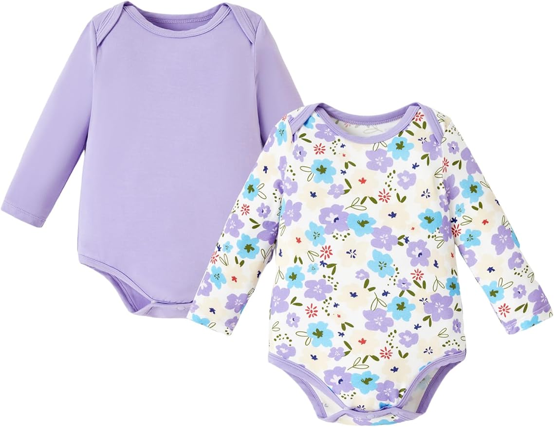 PATPAT Baby Bodysuits - Soft Viscose Made from Bamboo - Long Sleeve Funny for Boys and Girls -Newborn Infant Toddler Clothes