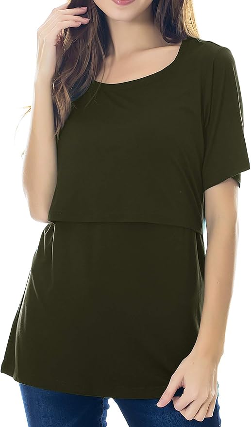 Smallshow Women's Maternity Nursing Tops Short Sleeve Breastfeeding Clothes