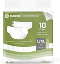 SUNKISS Masterpiece Adult Diapers with Tabs, Unisex Disposable Incontinence Briefs for Women and Men, Odor Control, White, Large/XLarge, Previously Large, 10 Count