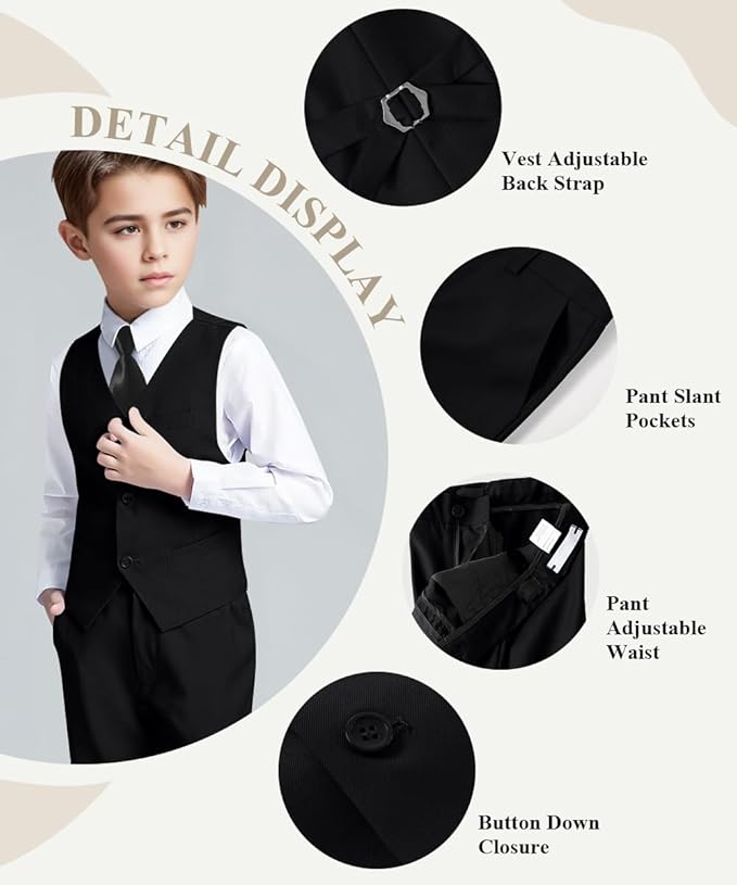Visaccy Boys Suits Slim Fit Dress Clothes Ring Bearer Outfit
