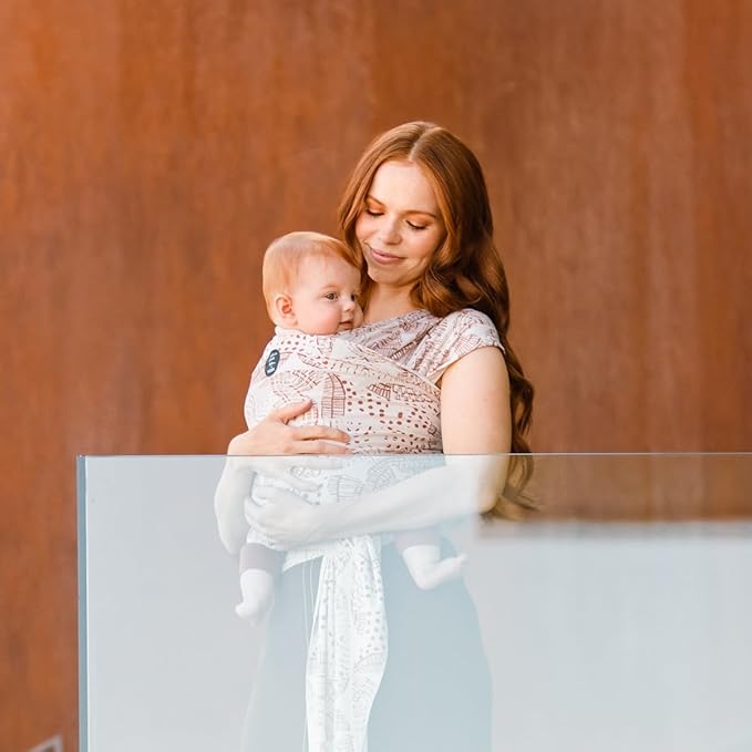 Moby Baby Wrap Carrier Evolution by Petunia Pickle Bottom for Newborns to Toddlers (8-33lbs), Infant Sling Carrier, Lightweight & Hands Free Design, Adjustable for All Body Types (Woodgrain)