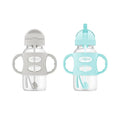 Dr. Brown's Milestones Wide-Neck Sippy Straw Bottle with 100% Silicone Handles and Weighted Straw, 9 oz/270 mL, Gray & Green, 6m+ (Pack of 6)