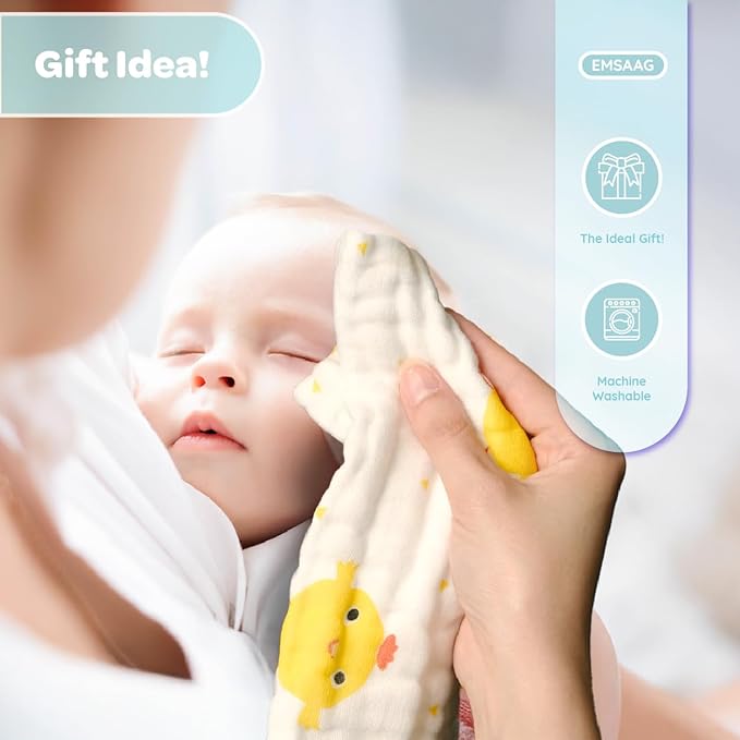 Muslin Baby Washcloths Baby Wipes Newborn Pack of 7-Animal Patten, Absorbent Baby Bath and Face Towels for Newborn,100% Cotton,Burp Cloths,Feeding Towels for Babies and Infants,Reusable-10x10