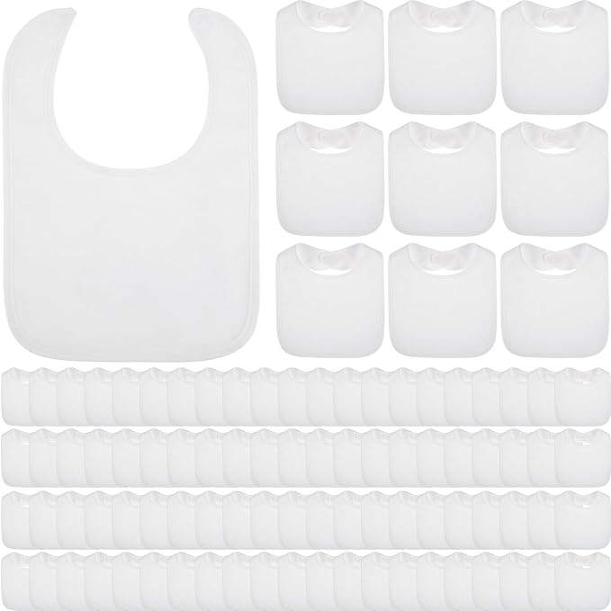 Toulite 80 Pcs White Bibs for Baby Washable Reusable Waterproof Cotton Feeder Bibs with Double Sided Design for Baby Shower Activity and Gifts